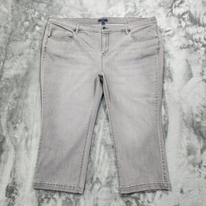 Isaac Mizrahi Live Jeans Womens 26WP Gray High Rise Straight Ankle Crop Stretch